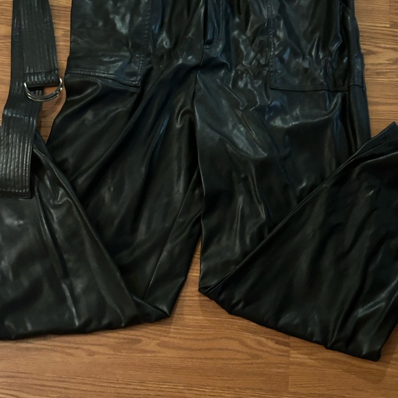 Soft faux leather high end jumpsuit with belt - Picture 6 of 6